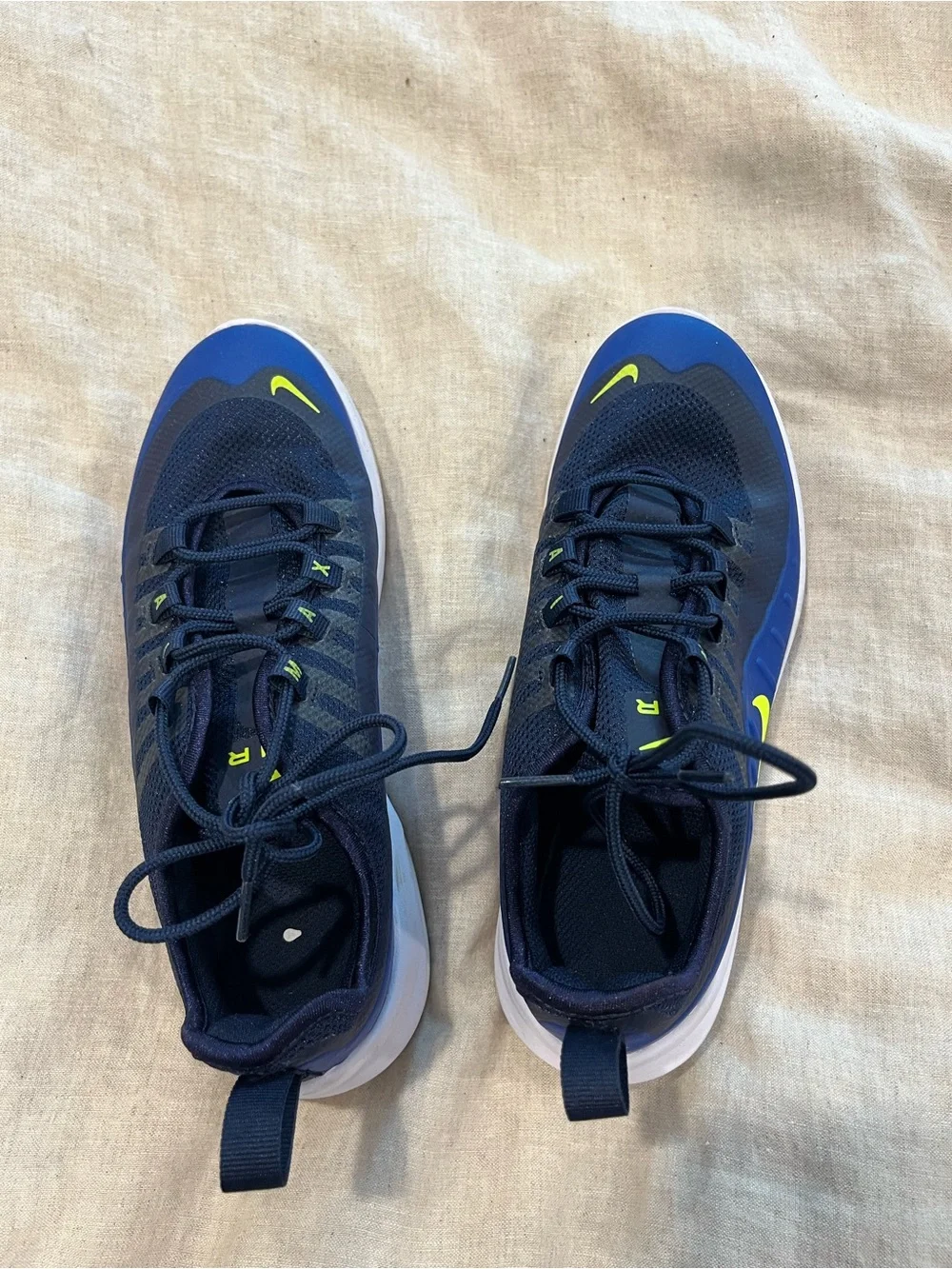 Nike Navy and Neon Yellow Air Max Sneakers